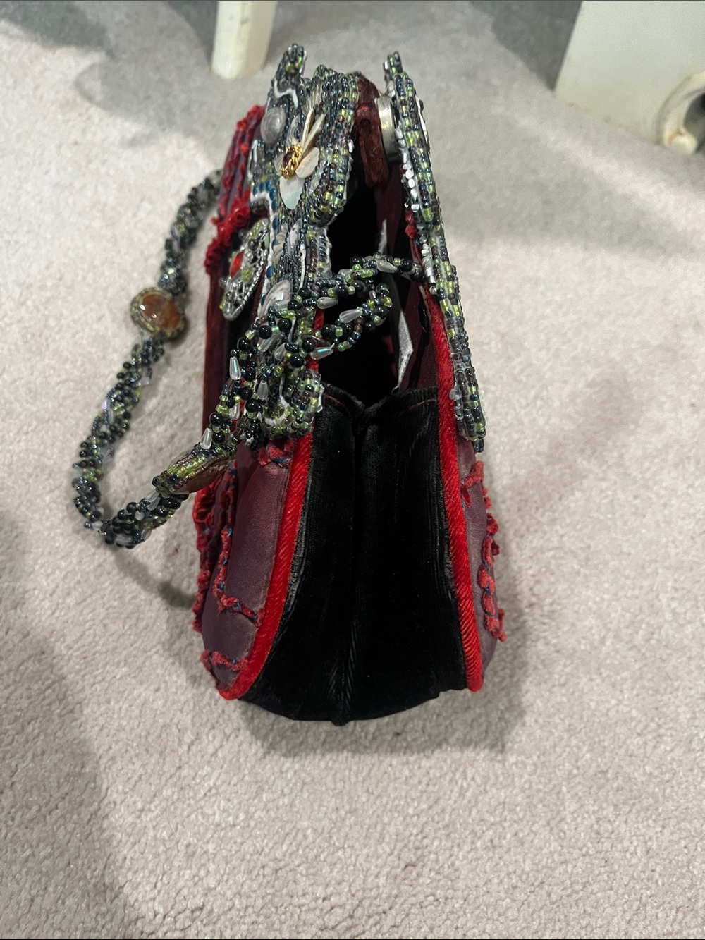 Mary Frances Embellished Red Beaded Evening Bag - Designer Style - Picture 6 of 7